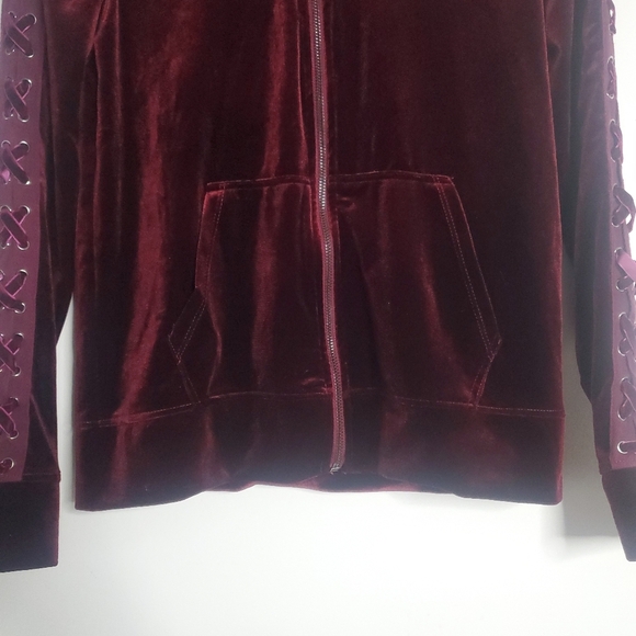 Material Girl Active Womens Velvet Hooded Sweater Jacket Size Small Y2k Coquette - Picture 7 of 11